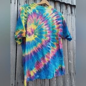 Vintage 90s Kon Tiki tee unique hippie boho spiral tye dye unisex size L tshirt